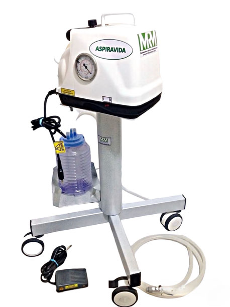 Aspirador Cirúrgico Elétrico Com RodÍzios Até 24l/Min. Bivolt Chaveado - Modelo MRM-300C - 2 litros - Marca Aspiravida