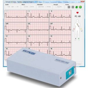 Eletrocardiógrafo 12 derivações para uso em Notebook ou Desktop ECG-12S PC com Software para Windows - Ecafix